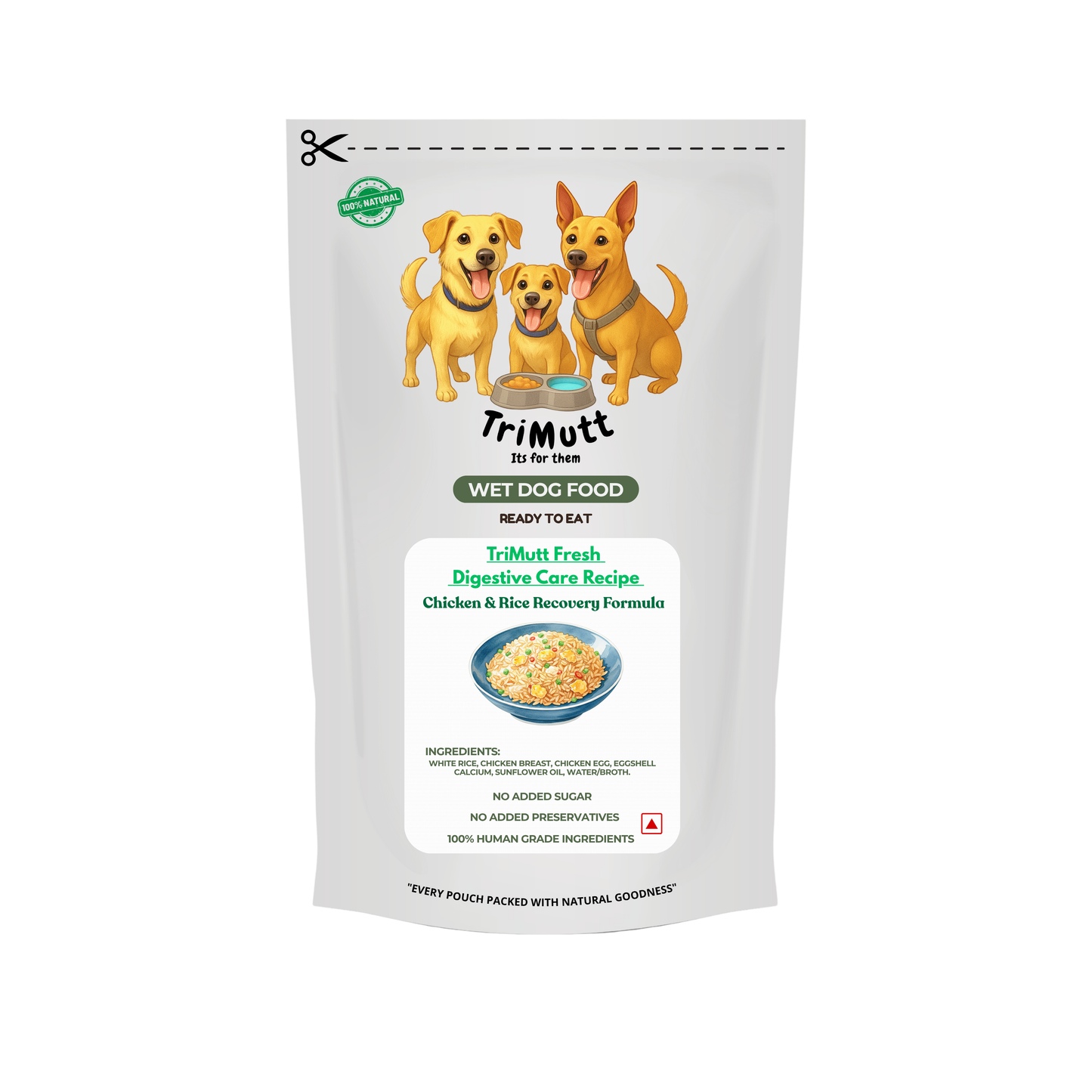 TriMutt Fresh Digestive Care Recipe β Chicken & Rice Recovery Formula